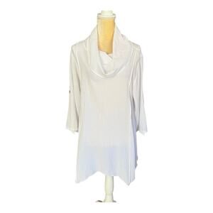 Moonlight Y&S Fashion White Cowl Neck Tunic Top Size Medium Art to Wear Artsy